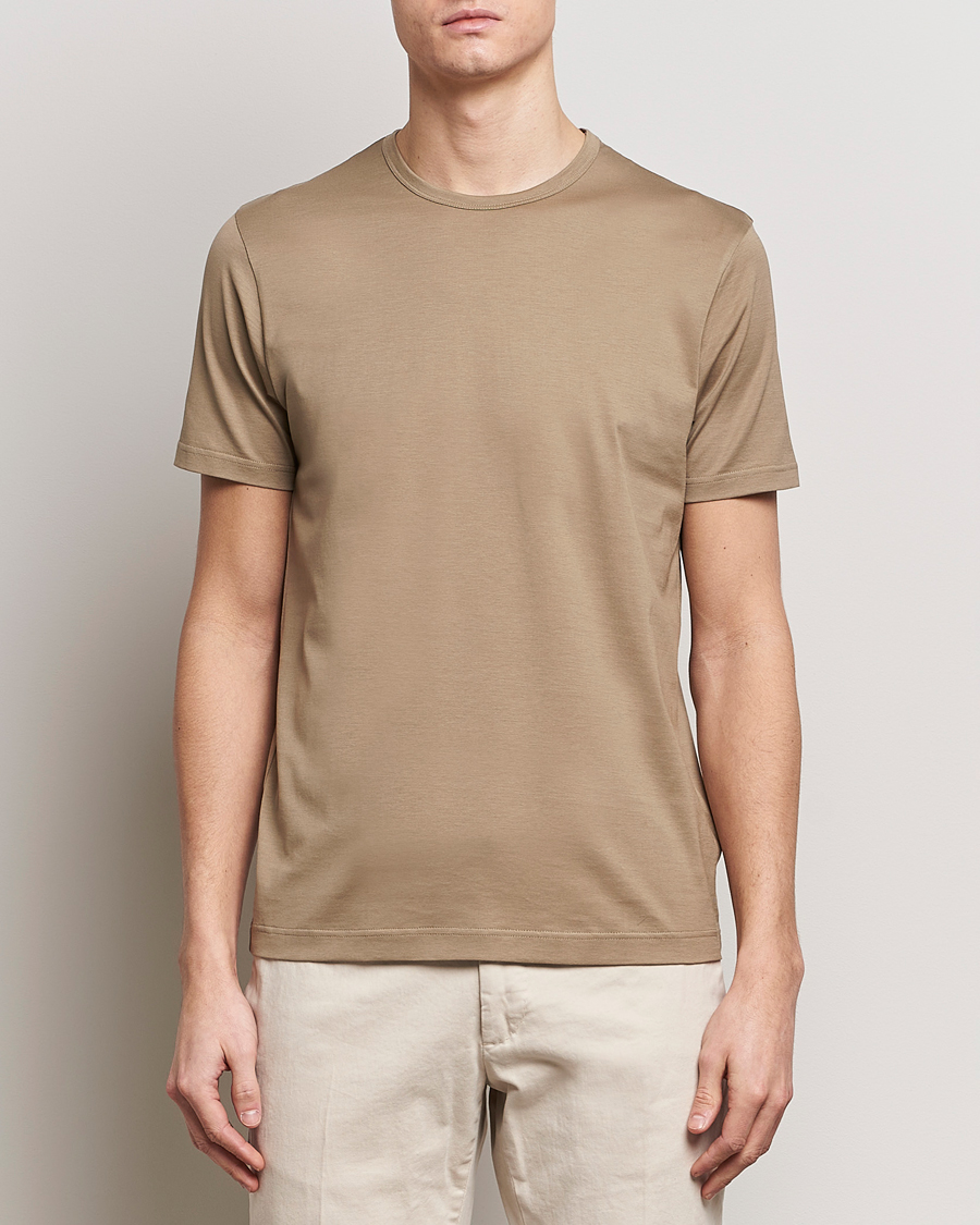 Men | Sunspel | Sunspel | Crew Neck Cotton Tee Dark Stone