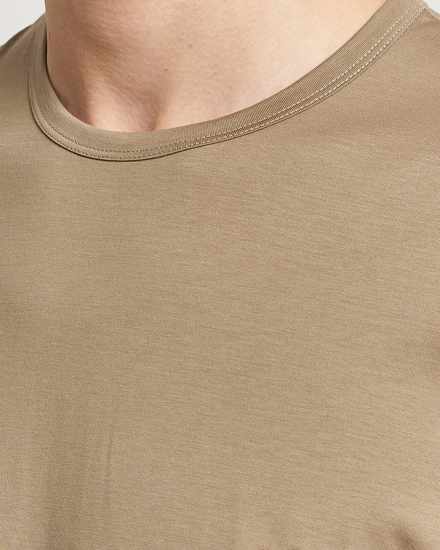 Herre | T-Shirts | Sunspel | Crew Neck Cotton Tee Dark Stone