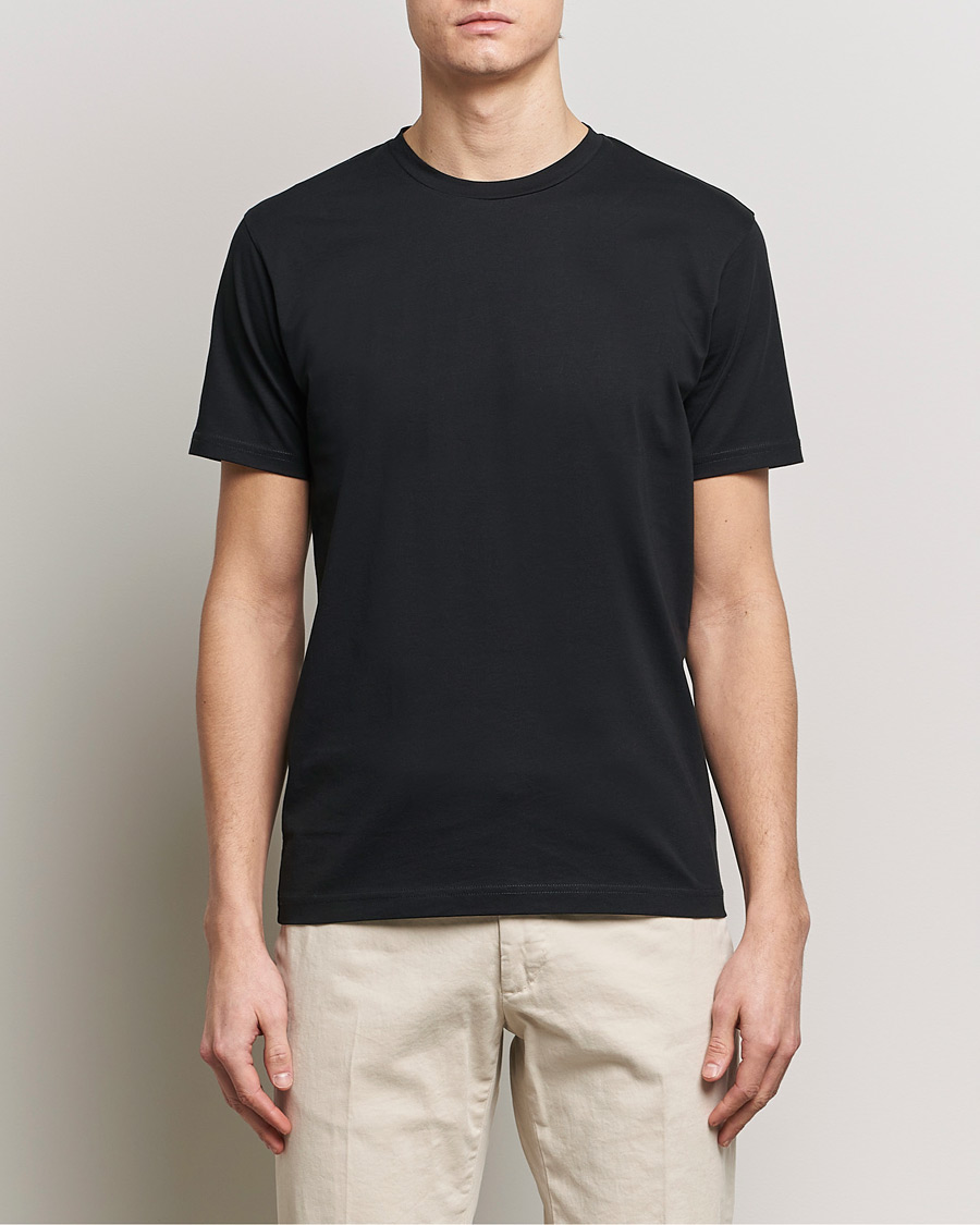 Herre | T-Shirts | Sunspel | Riviera Midweight Tee Black