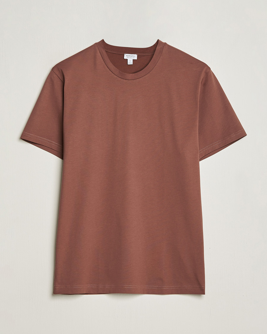 Herre | T-Shirts | Sunspel | Riviera Midweight Tee Brown