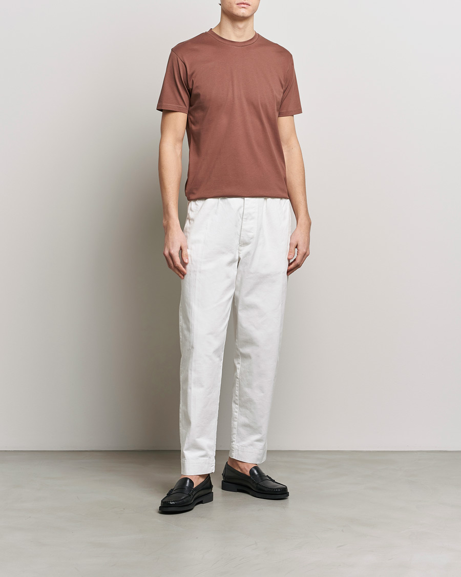 Herre | T-Shirts | Sunspel | Riviera Midweight Tee Brown