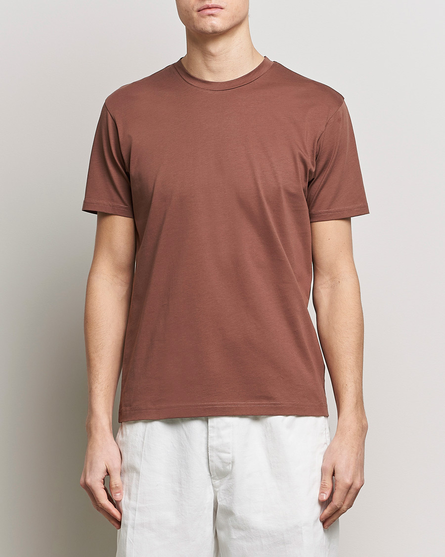 Herre | Tøj | Sunspel | Riviera Midweight Tee Brown