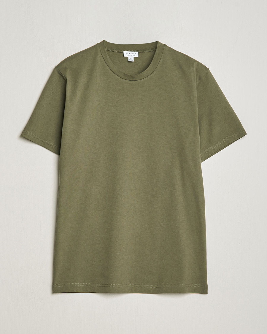 Herre | T-Shirts | Sunspel | Riviera Midweight Tee Khaki