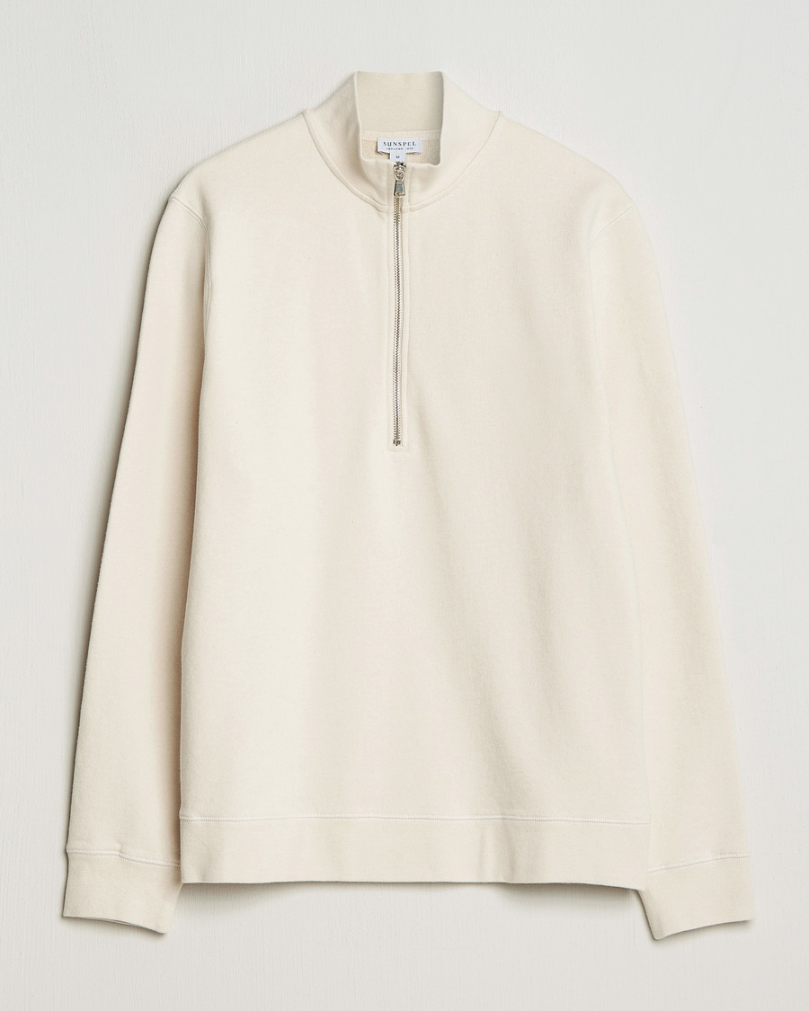 Herre | Gensere | Sunspel | Loopback Half Zip Sweatshirt Undyed