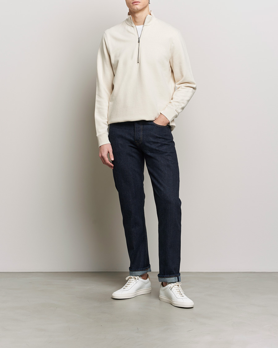 Herre | Gensere | Sunspel | Loopback Half Zip Sweatshirt Undyed