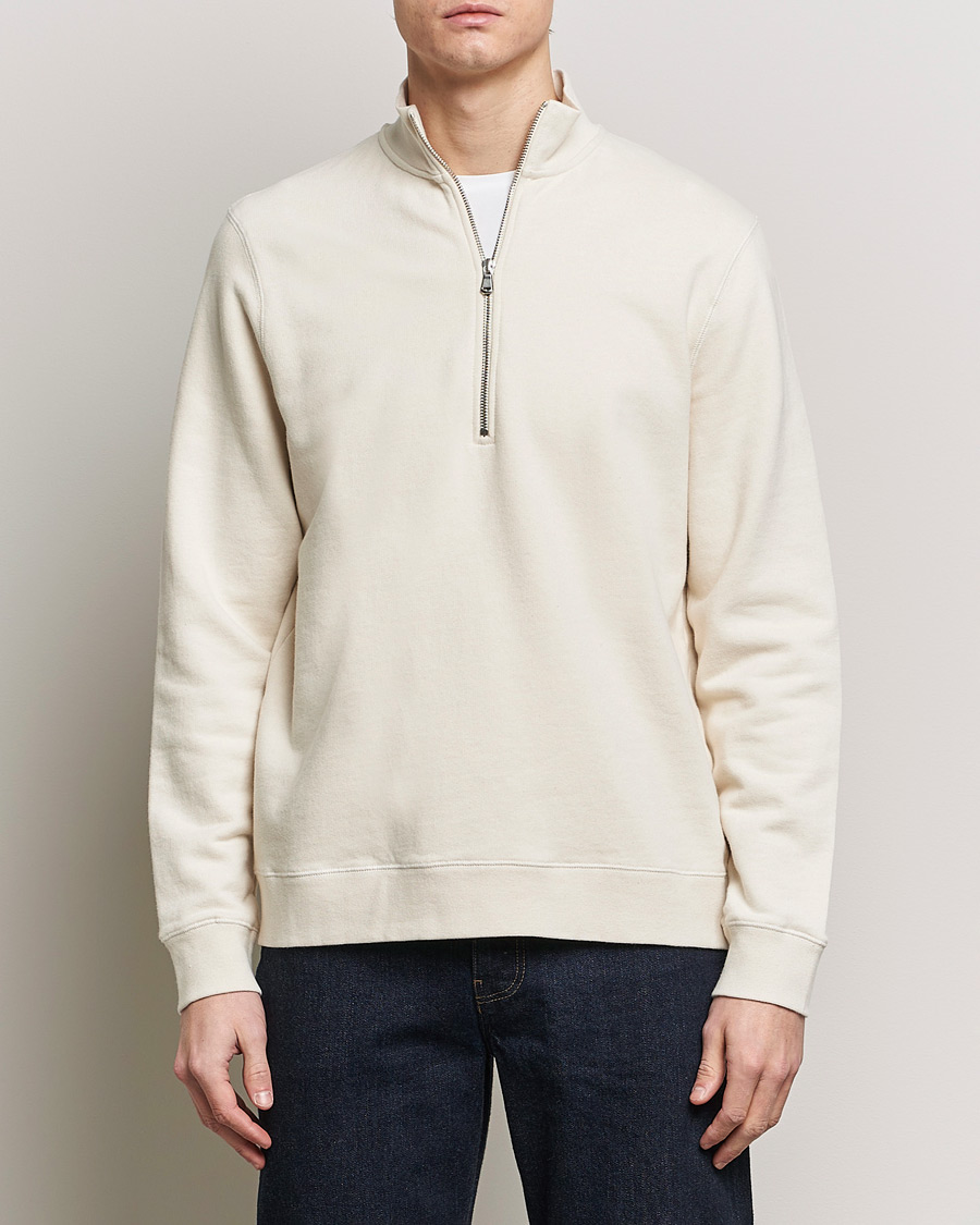 Herre | Lojalitetstilbud | Sunspel | Loopback Half Zip Sweatshirt Undyed