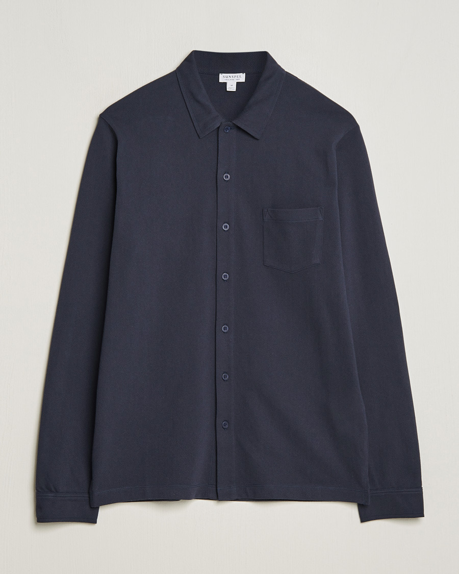 Herre | Skjorter | Sunspel | Riviera Long Sleeve Shirt Navy