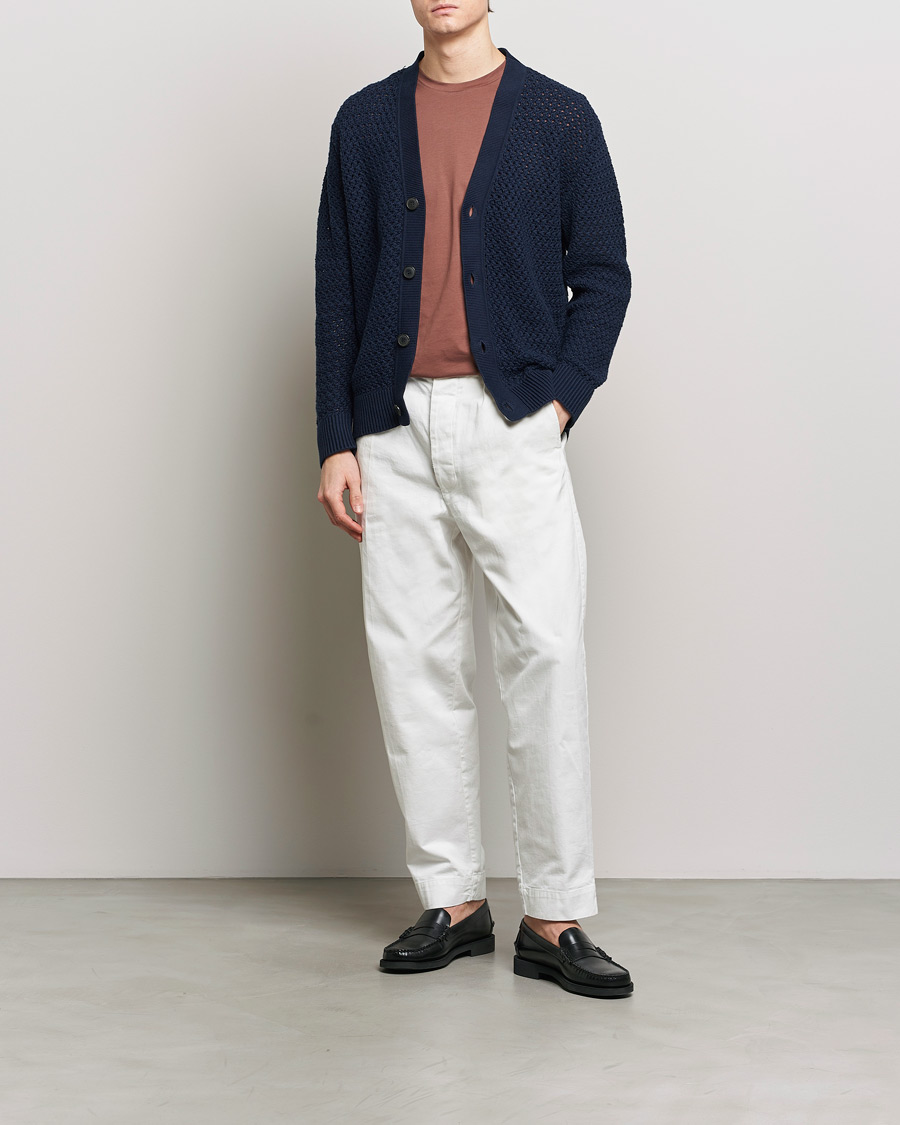 Herre | Gensere | Sunspel | Chunky Knit Cotton Cardigan Navy