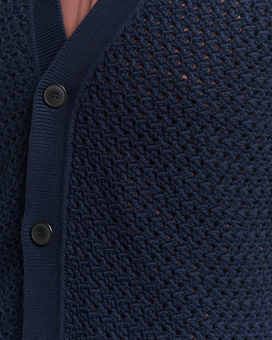 Herre | Gensere | Sunspel | Chunky Knit Cotton Cardigan Navy