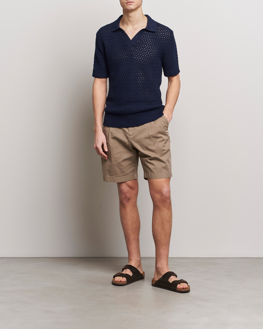 Herre | Gensere | Sunspel | Chunky Knit Polo Navy