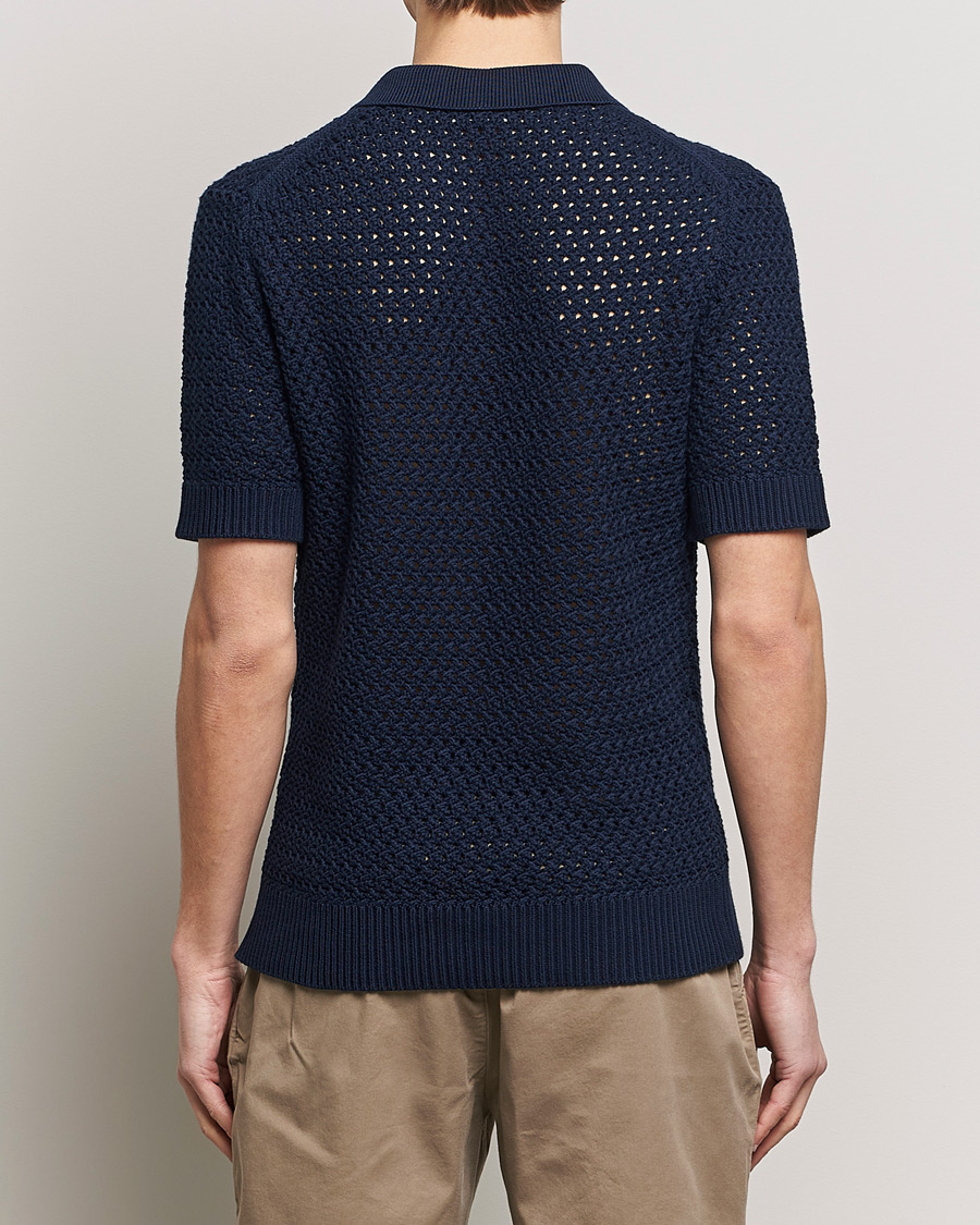 Herre | Gensere | Sunspel | Chunky Knit Polo Navy