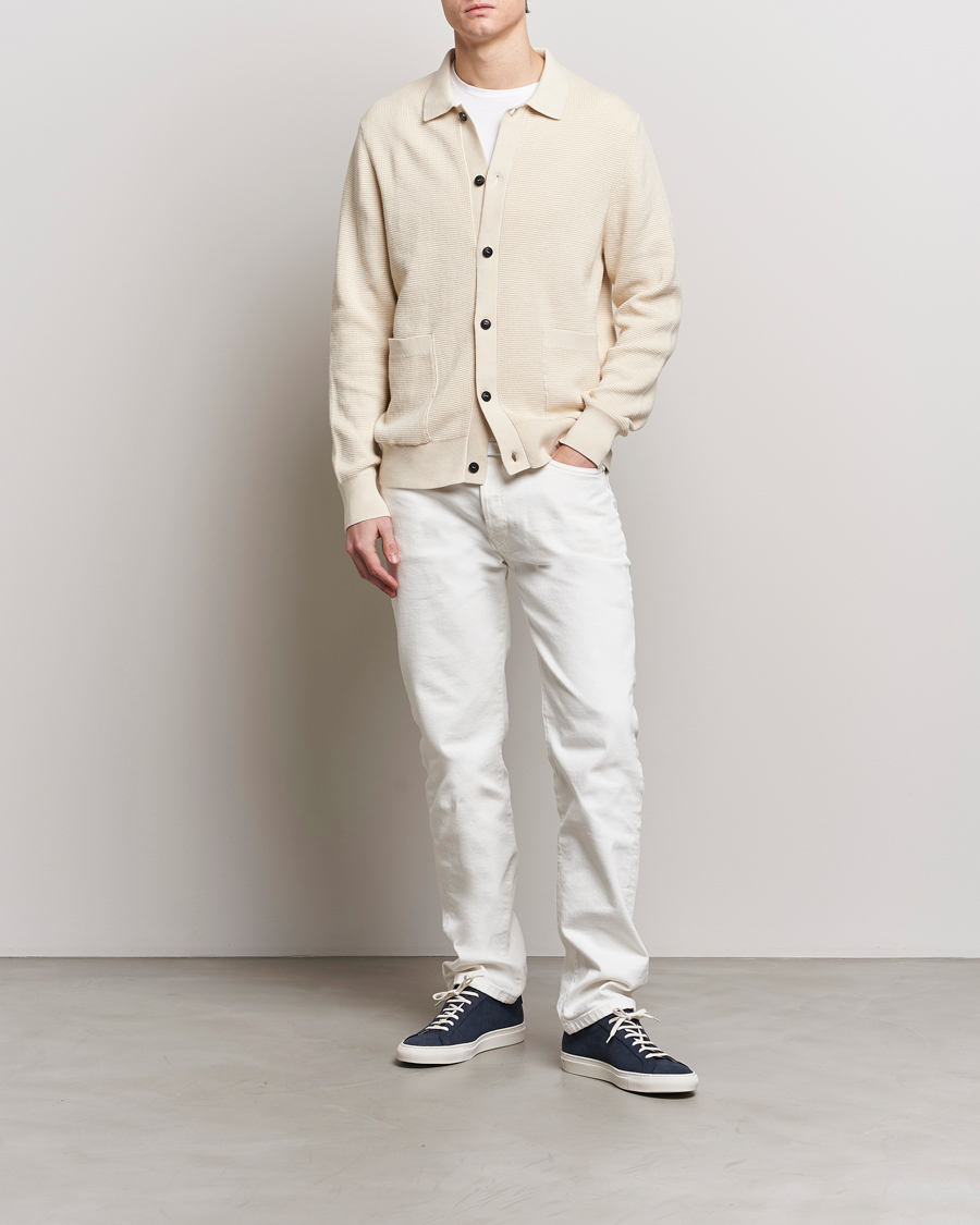 Herre | Gensere | Sunspel | Waffle Stitch Jacket Ecru