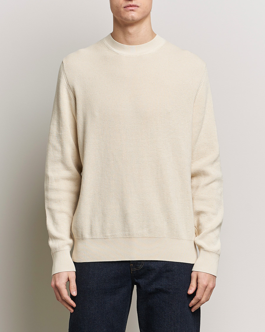 Herre | Salg | Sunspel | Waffle Stitch Crew Neck Ecru