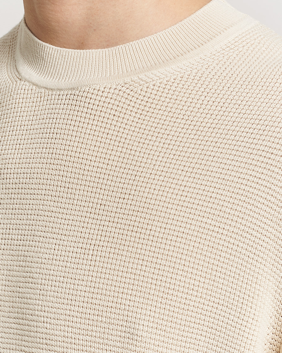 Herre | Gensere | Sunspel | Waffle Stitch Crew Neck Ecru