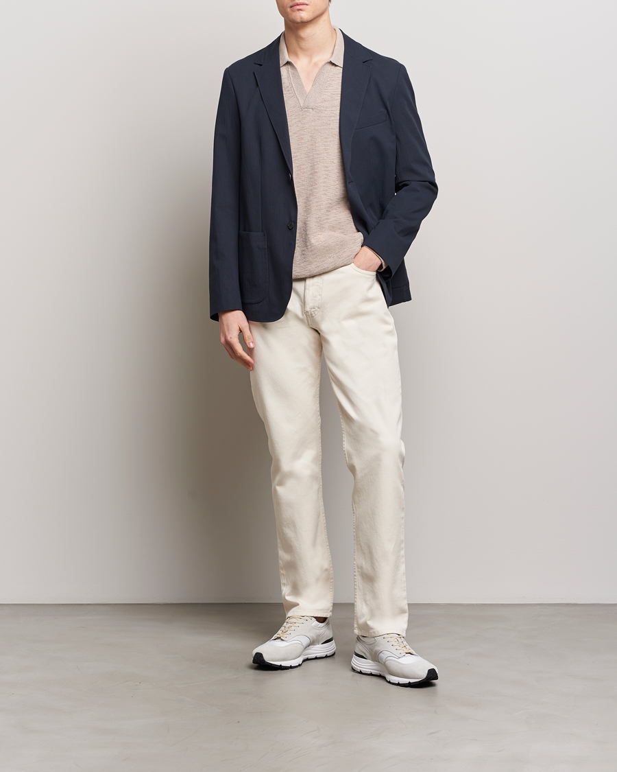Herre | Dressjakker | Sunspel | Unconstructed Seersucker Blazer Navy