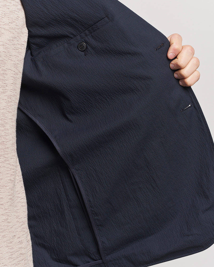 Herre | Dressjakker | Sunspel | Unconstructed Seersucker Blazer Navy