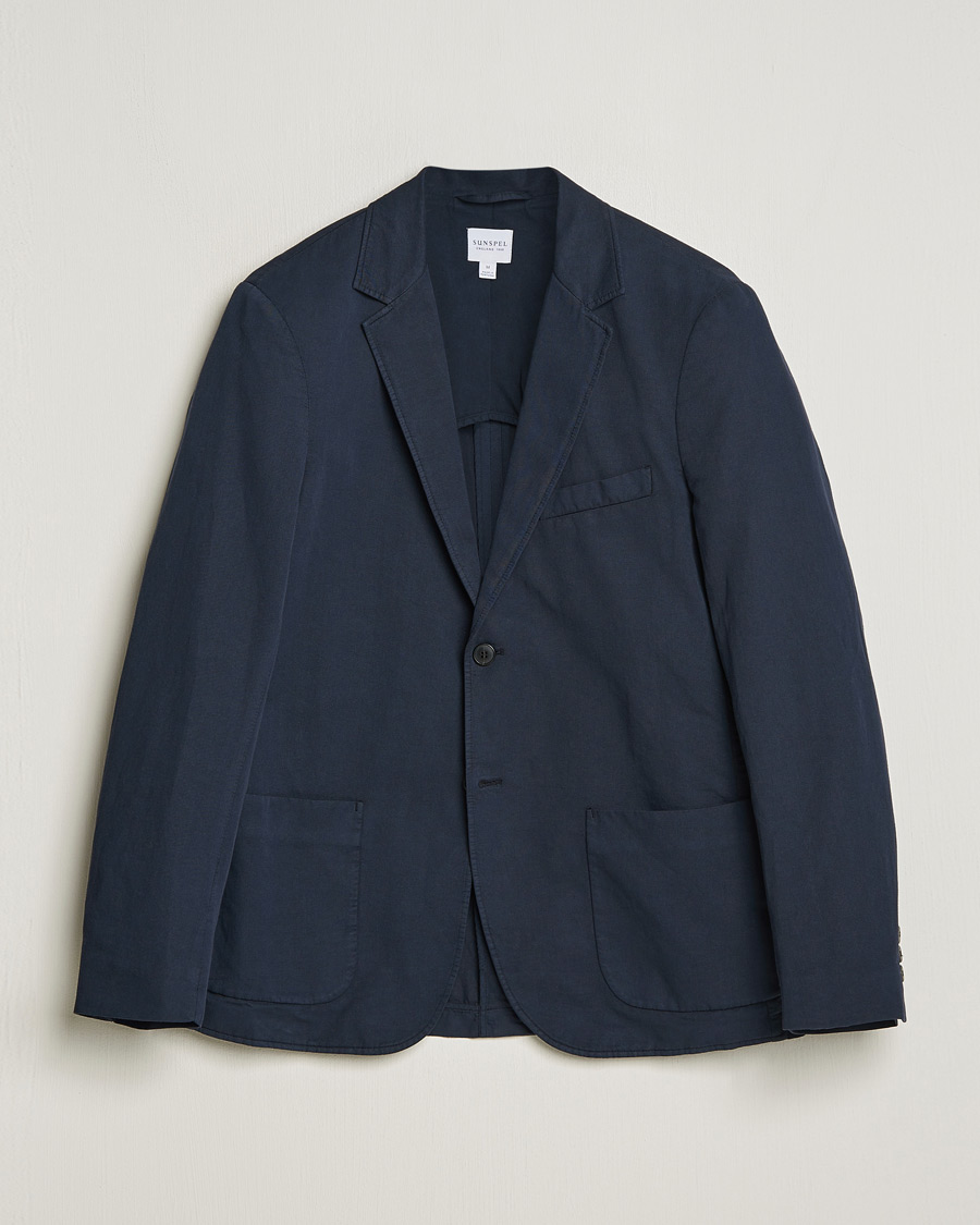 Herre | Dressjakker | Sunspel | Unconstructed Cotton/Linen Blazer Navy
