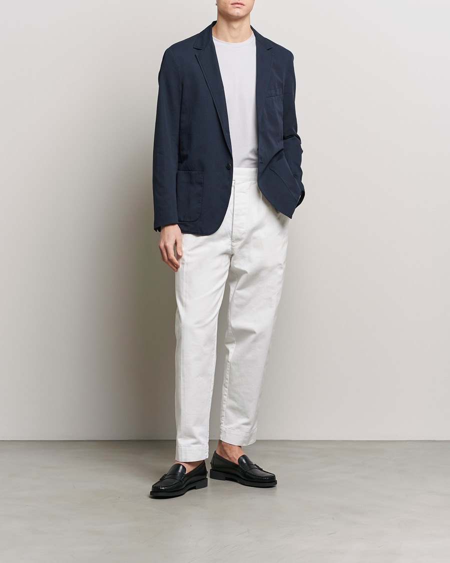 Herre | Dressjakker | Sunspel | Unconstructed Cotton/Linen Blazer Navy