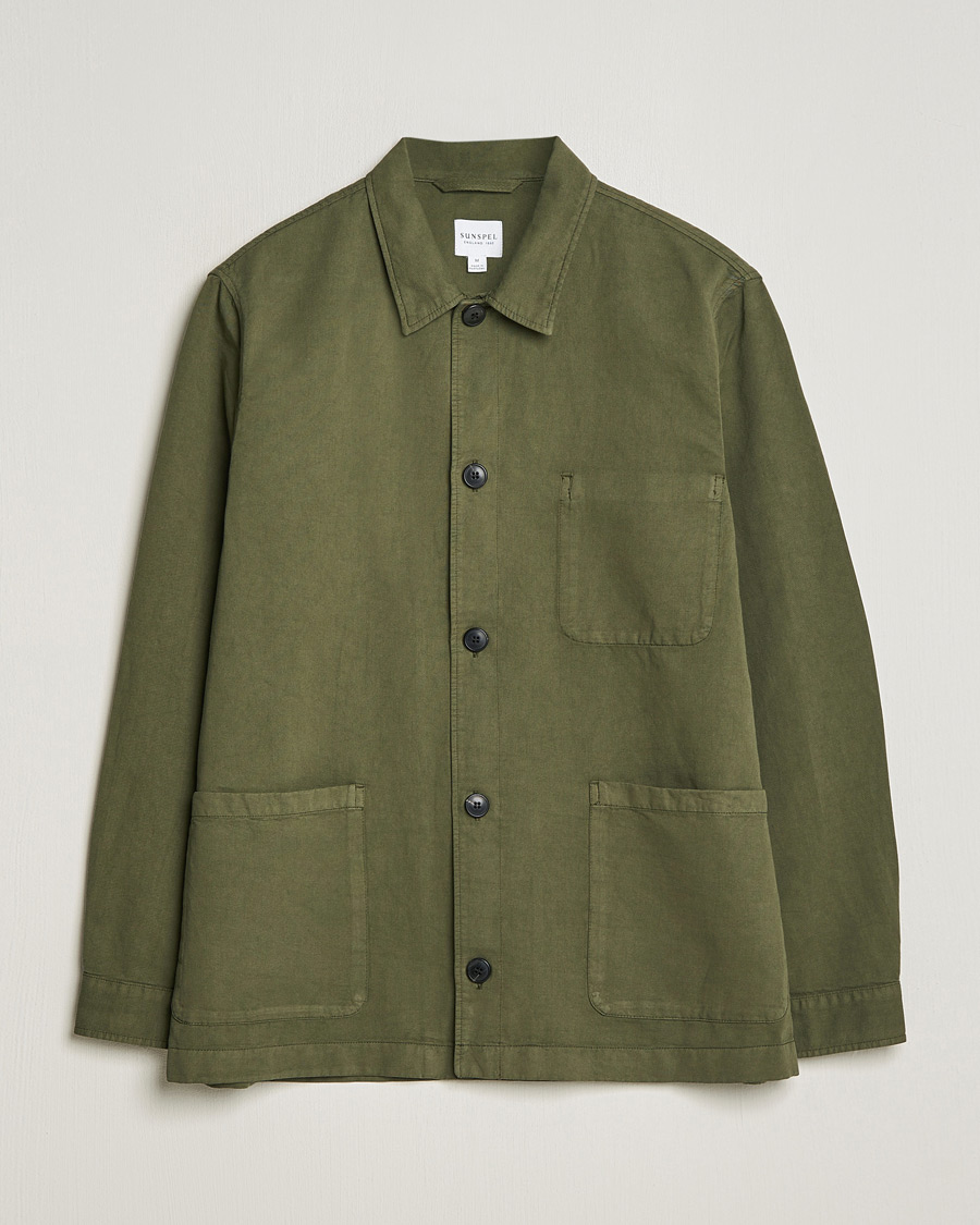 Herre | Skjorter | Sunspel | Twin Pocket Cotton/Linen Jacket Khaki