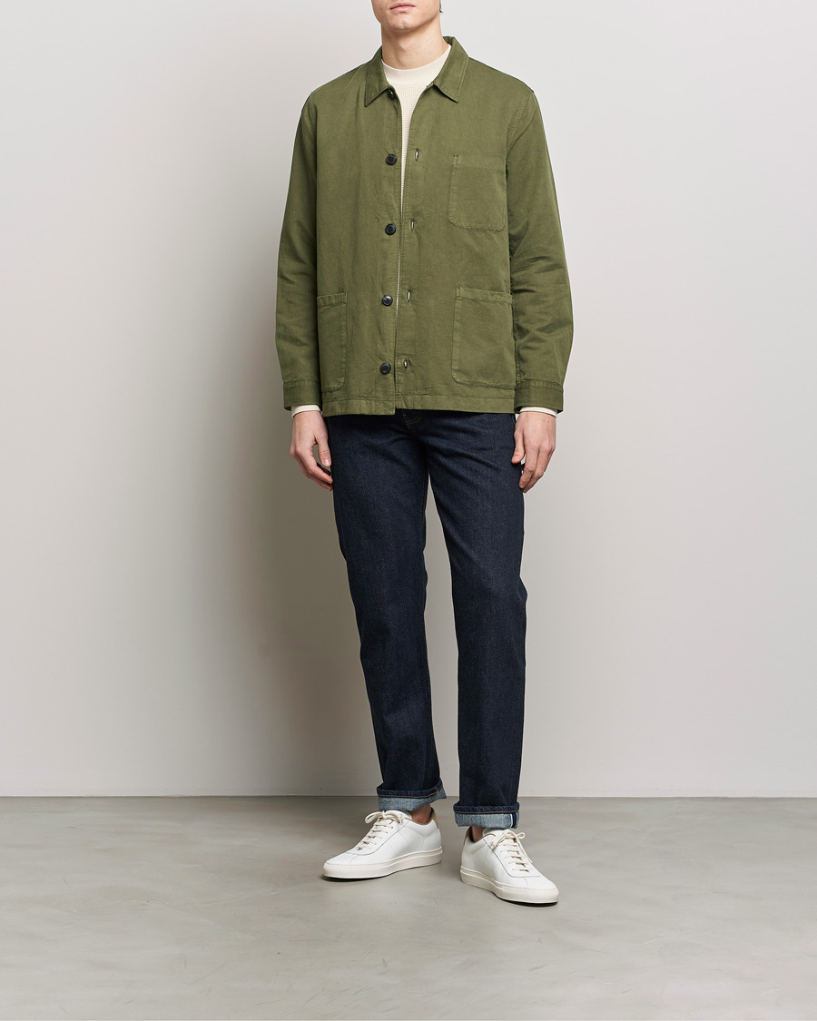 Herre | Skjorter | Sunspel | Twin Pocket Cotton/Linen Jacket Khaki