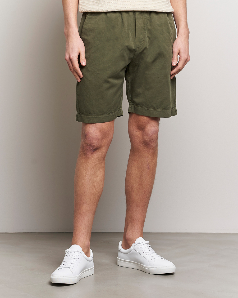 Men | Sunspel | Sunspel | Cotton/Linen Drawstring Shorts Khaki