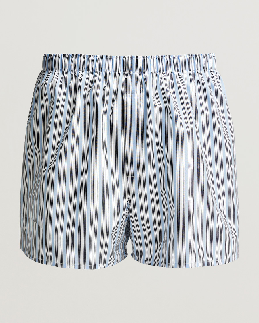 Herre | Undertøy | Sunspel | Classic Woven Cotton Boxer Shorts Blue Mix Stripe