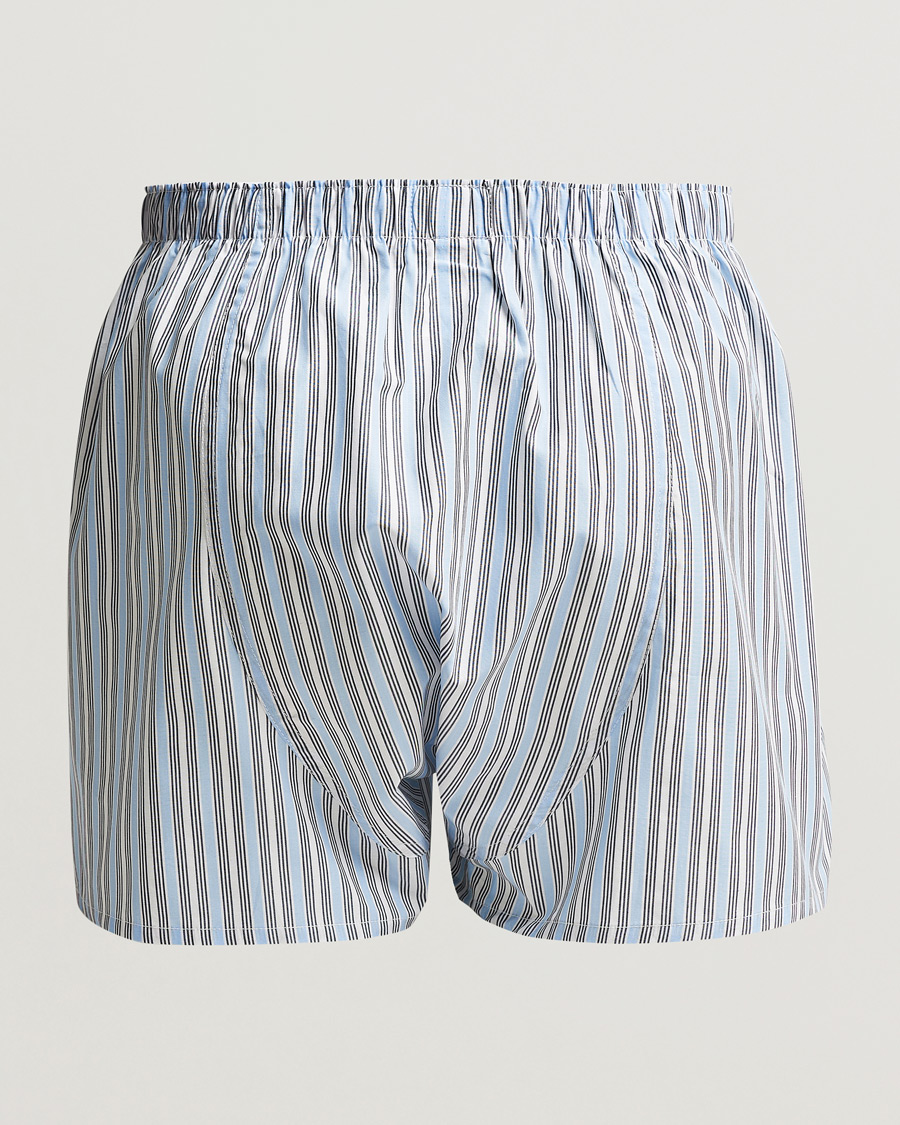 Herre | Undertøy | Sunspel | Woven Cotton Boxers Blue Mix Stripe