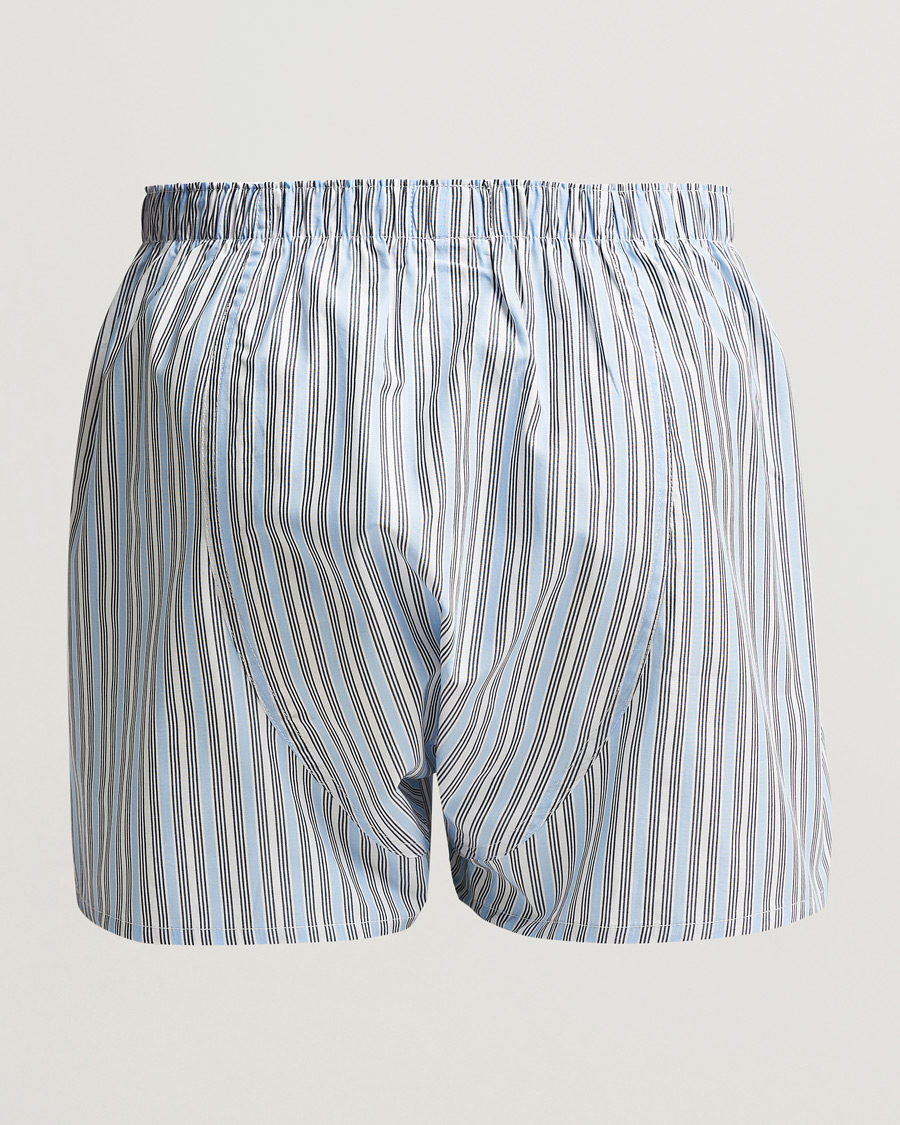 Herre | Best of British | Sunspel | Woven Cotton Boxers Blue Mix Stripe