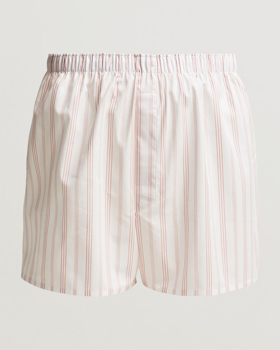 Herre | Undertøy | Sunspel | Classic Woven Cotton Boxer Shorts Pale Pink Stripe