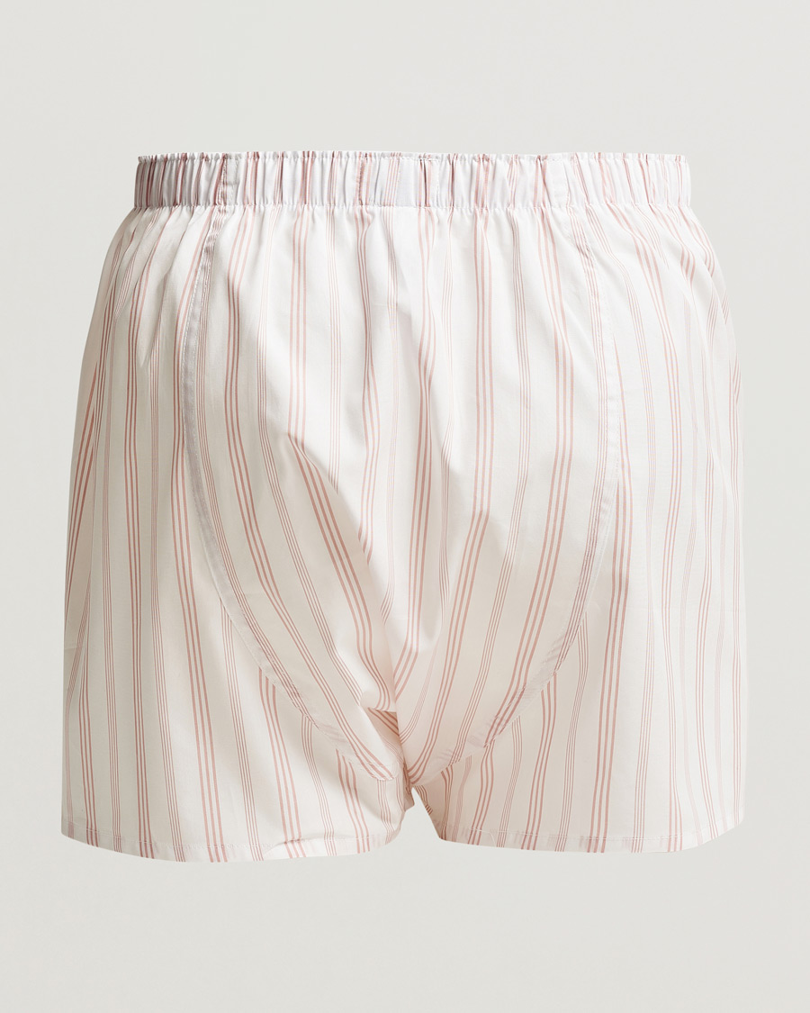 Herre | Best of British | Sunspel | Woven Cotton Boxers Pale Pink Stripe