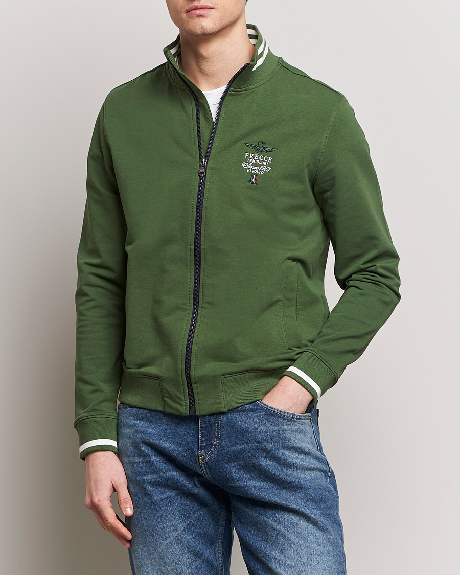 Herre | Klær | Aeronautica Militare | Full Zip Sweater Seaweed Green