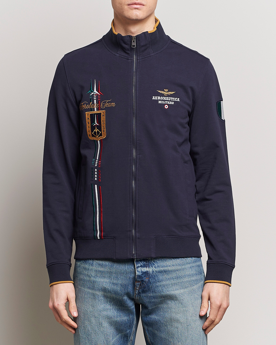 Herre | 30% salg | Aeronautica Militare | Full Zip Tricolori Sweater Navy