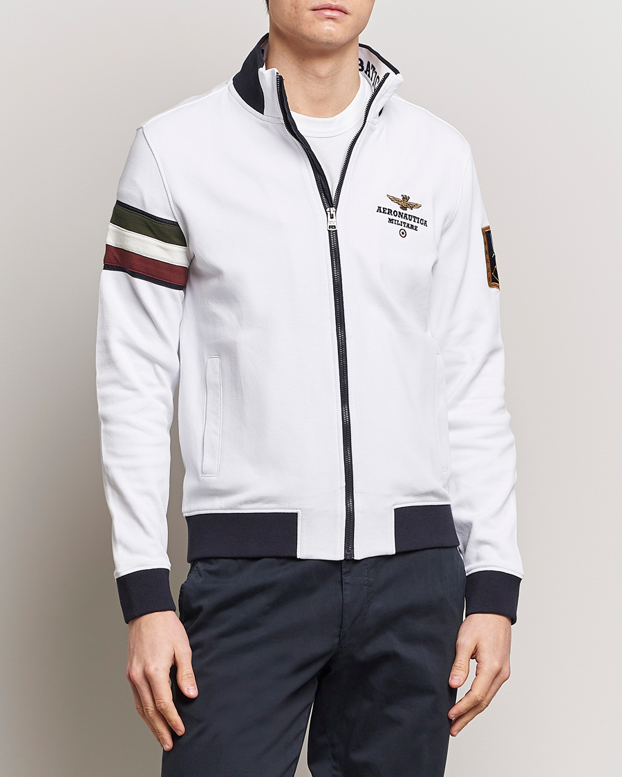 Herre | Gensere | Aeronautica Militare | Full Zip Tricolori Sweater Off White