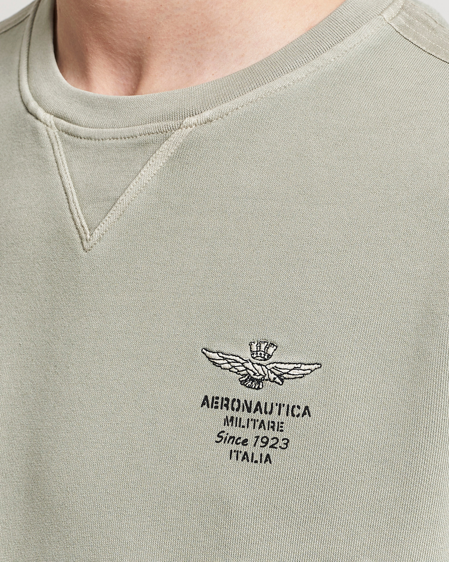 Herre | Gensere | Aeronautica Militare | Washed Crew Neck Sweatshirt Sage Green