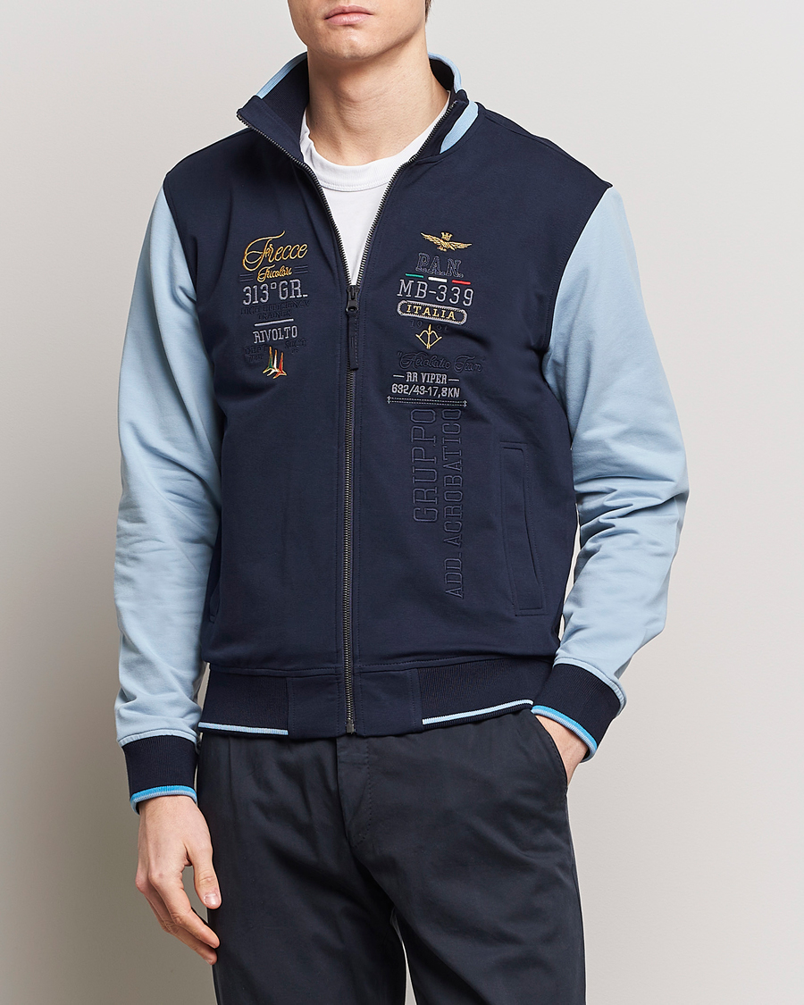 Herre | Salg | Aeronautica Militare | Full Zip Sweater Navy/Glacier Blue