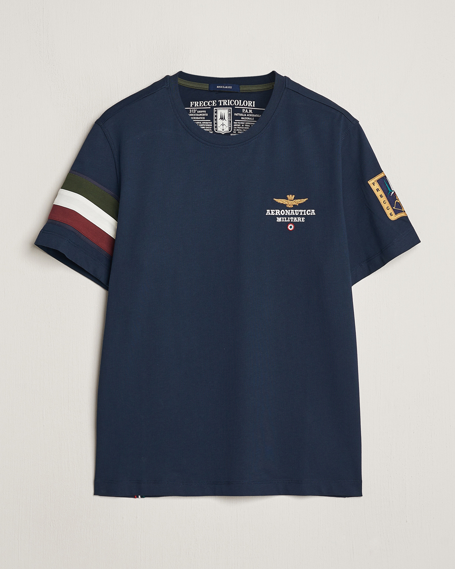 Herre | T-Shirts | Aeronautica Militare | Tricolori Crew Neck T-Shirt Navy