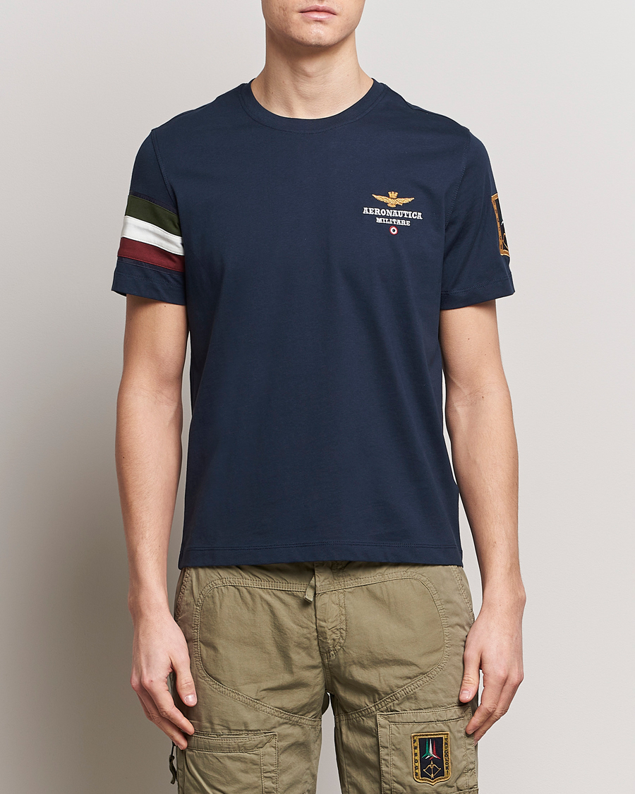 Herre | T-Shirts | Aeronautica Militare | Tricolori Crew Neck T-Shirt Navy