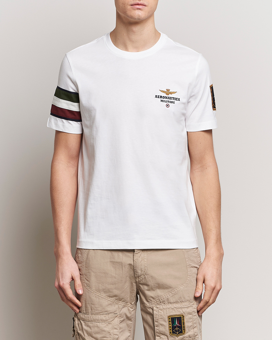 Herre |  | Aeronautica Militare | Tricolori Crew Neck T-Shirt Off White