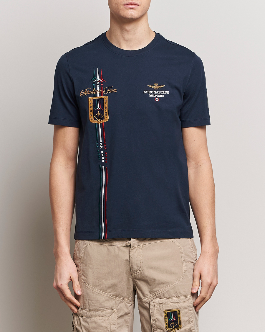 Herre | 30% salg | Aeronautica Militare | Tricolori Crew Neck T-Shirt Navy