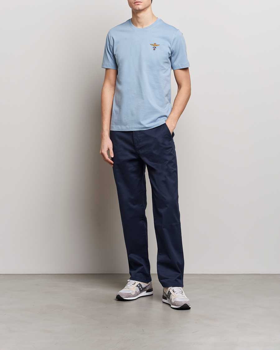 Herre | T-Shirts | Aeronautica Militare | TS1580 Crew Neck T-Shirt Glacier Blue