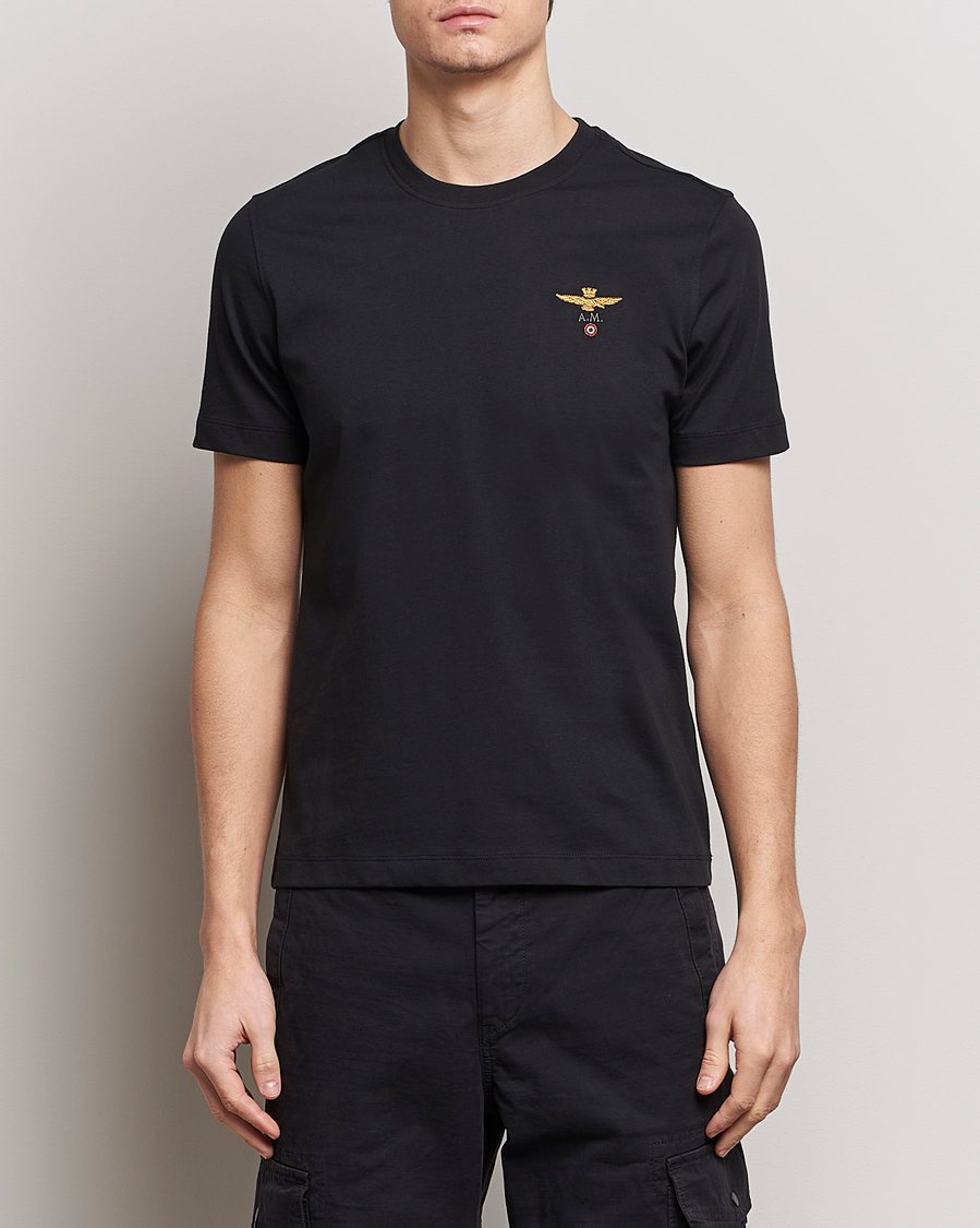 Herre | Svarte t-skjorter | Aeronautica Militare | TS1580 Crew Neck T-Shirt Jet Black