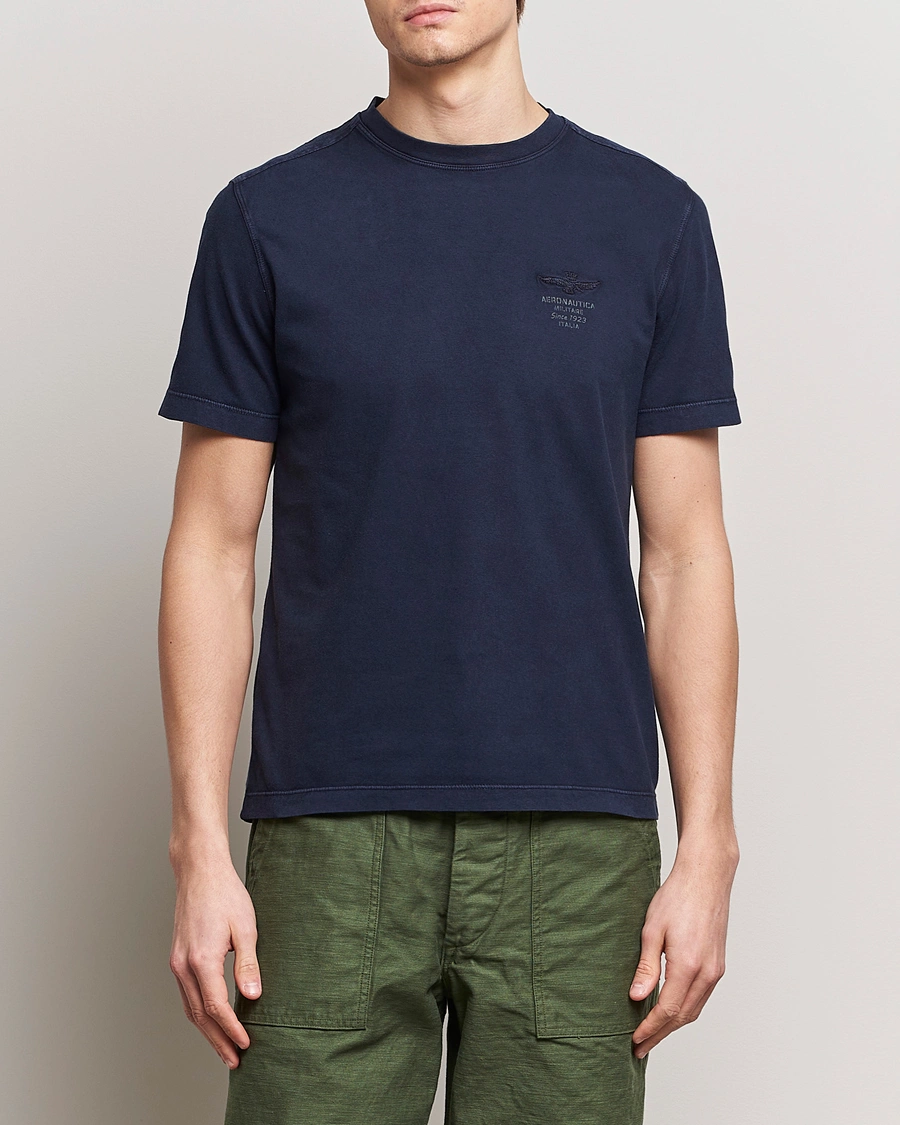 Herre | Kortermede t-shirts | Aeronautica Militare | Washed Crew Neck T-Shirt Navy
