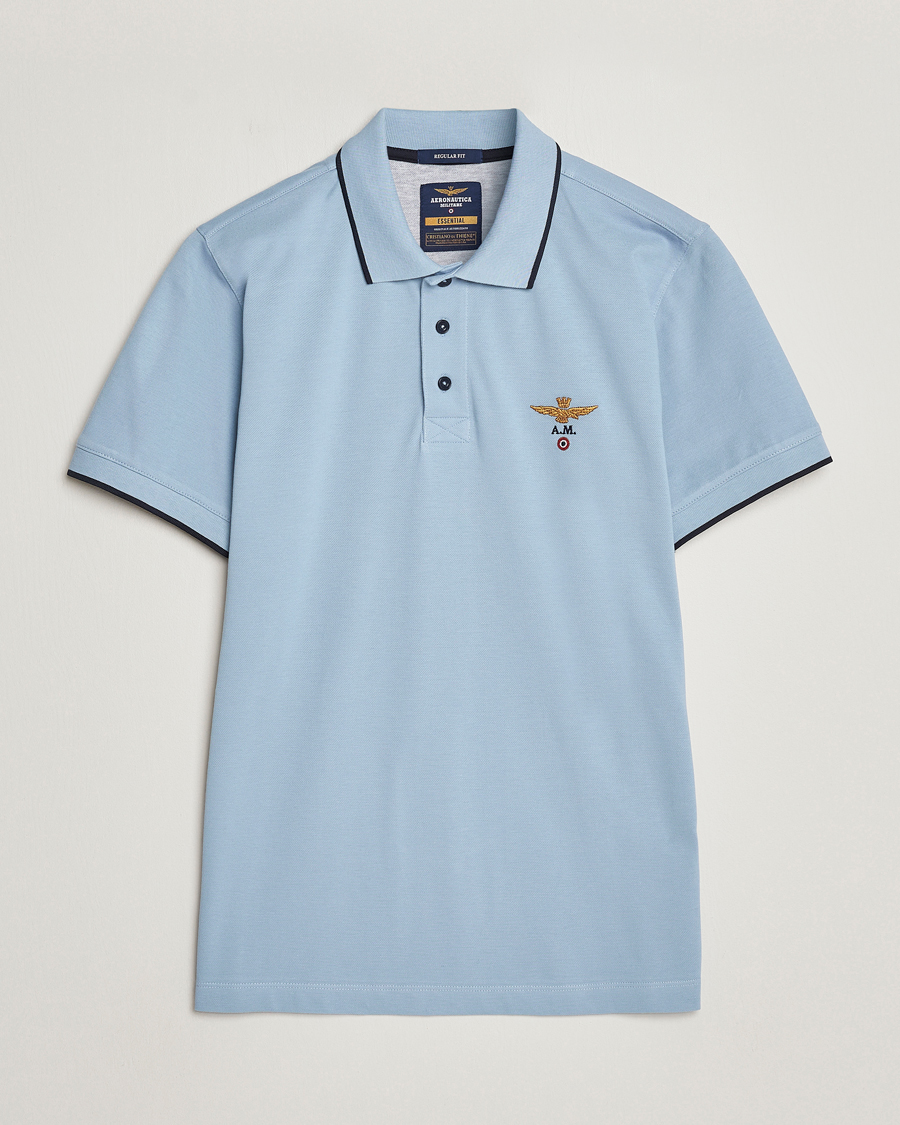 Herre | Pikéer | Aeronautica Militare | Garment Dyed Cotton Polo Glacier Blue
