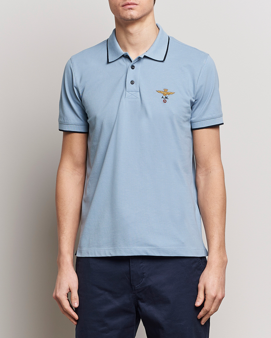 Herre | Salg | Aeronautica Militare | Garment Dyed Cotton Polo Glacier Blue