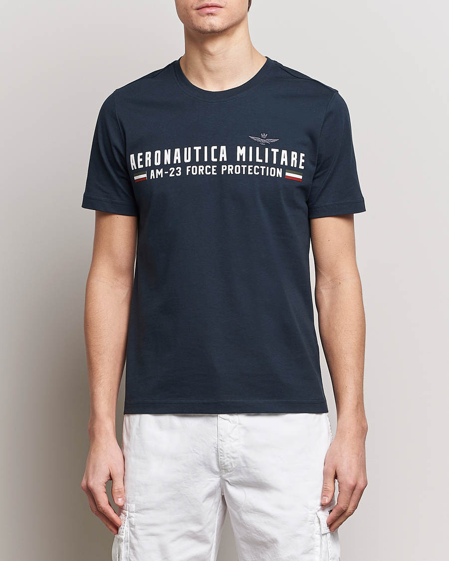 Herre |  | Aeronautica Militare | Logo Crew Neck T-Shirt Navy