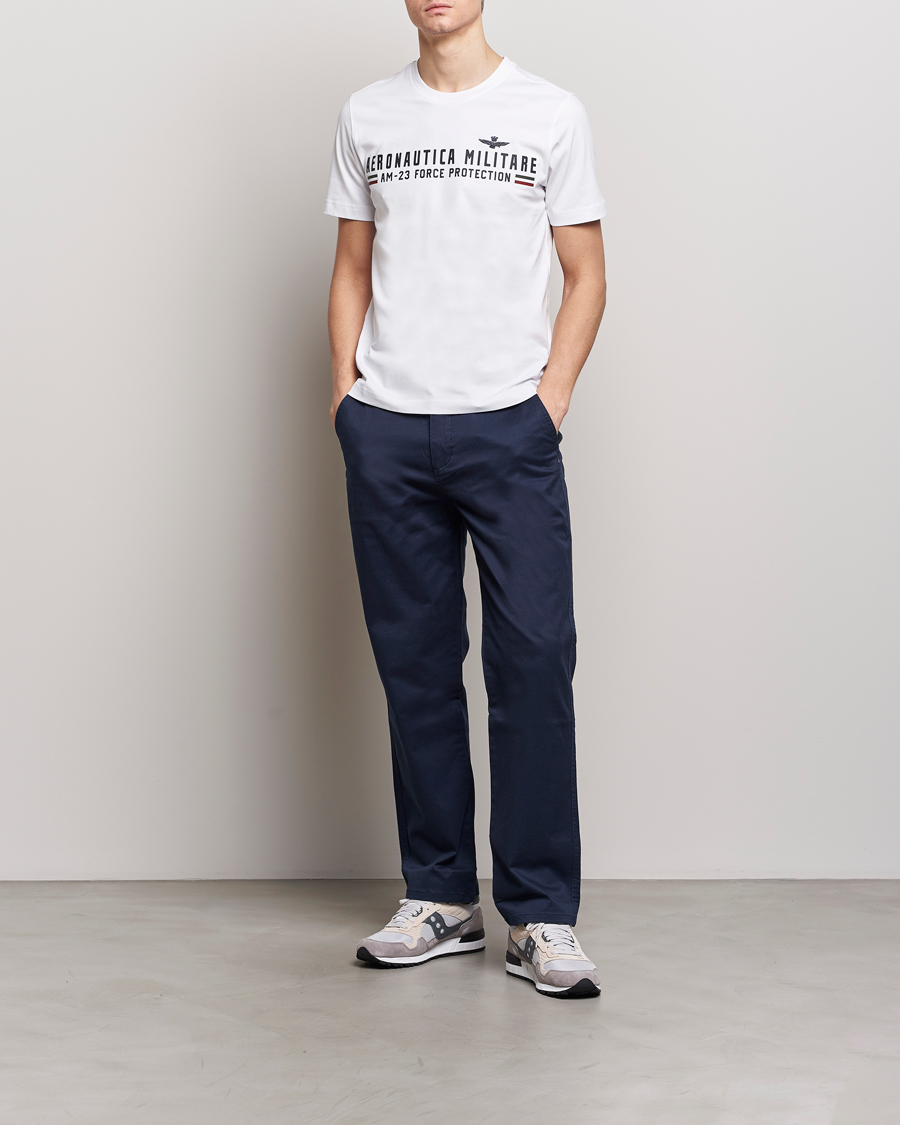 Herre | T-Shirts | Aeronautica Militare | Logo Crew Neck T-Shirt Off White