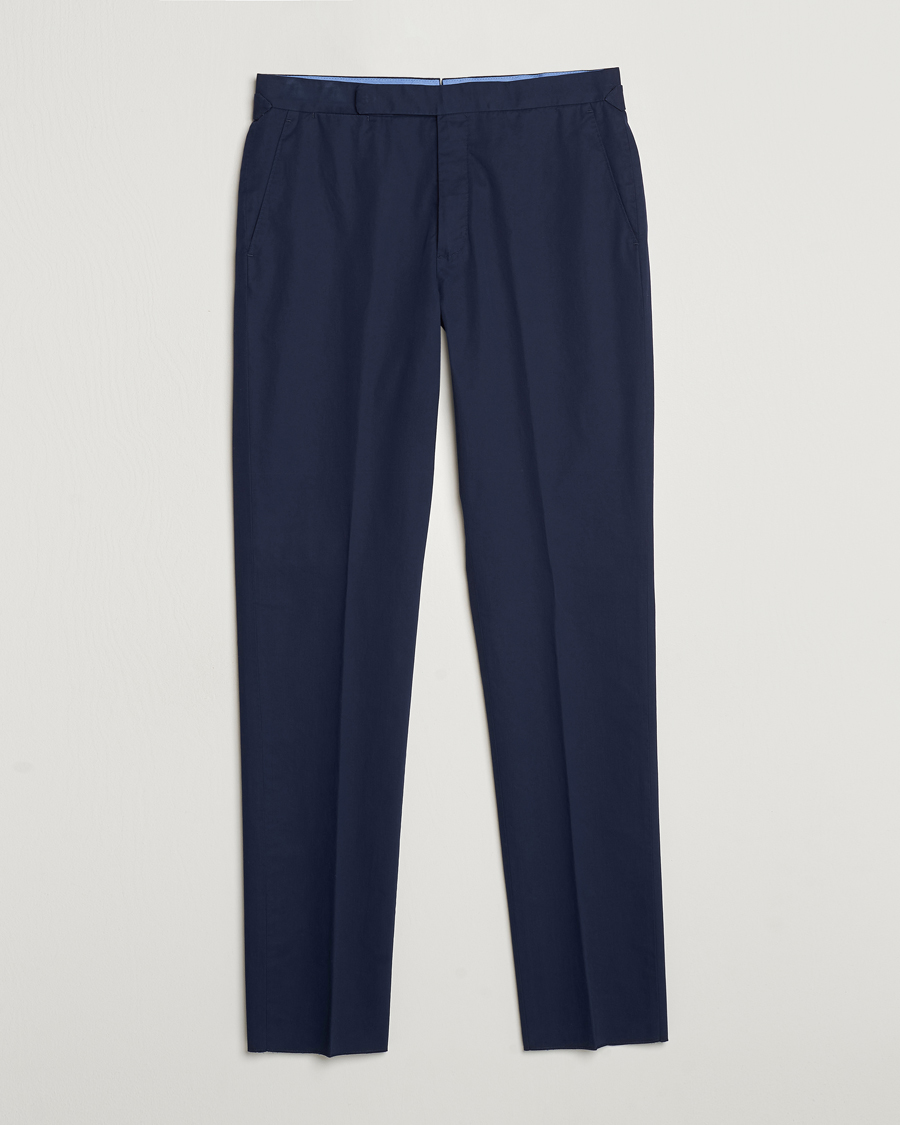 Herre | Bukser | Ralph Lauren Purple Label | Cotton Poplin Trousers Spring Navy
