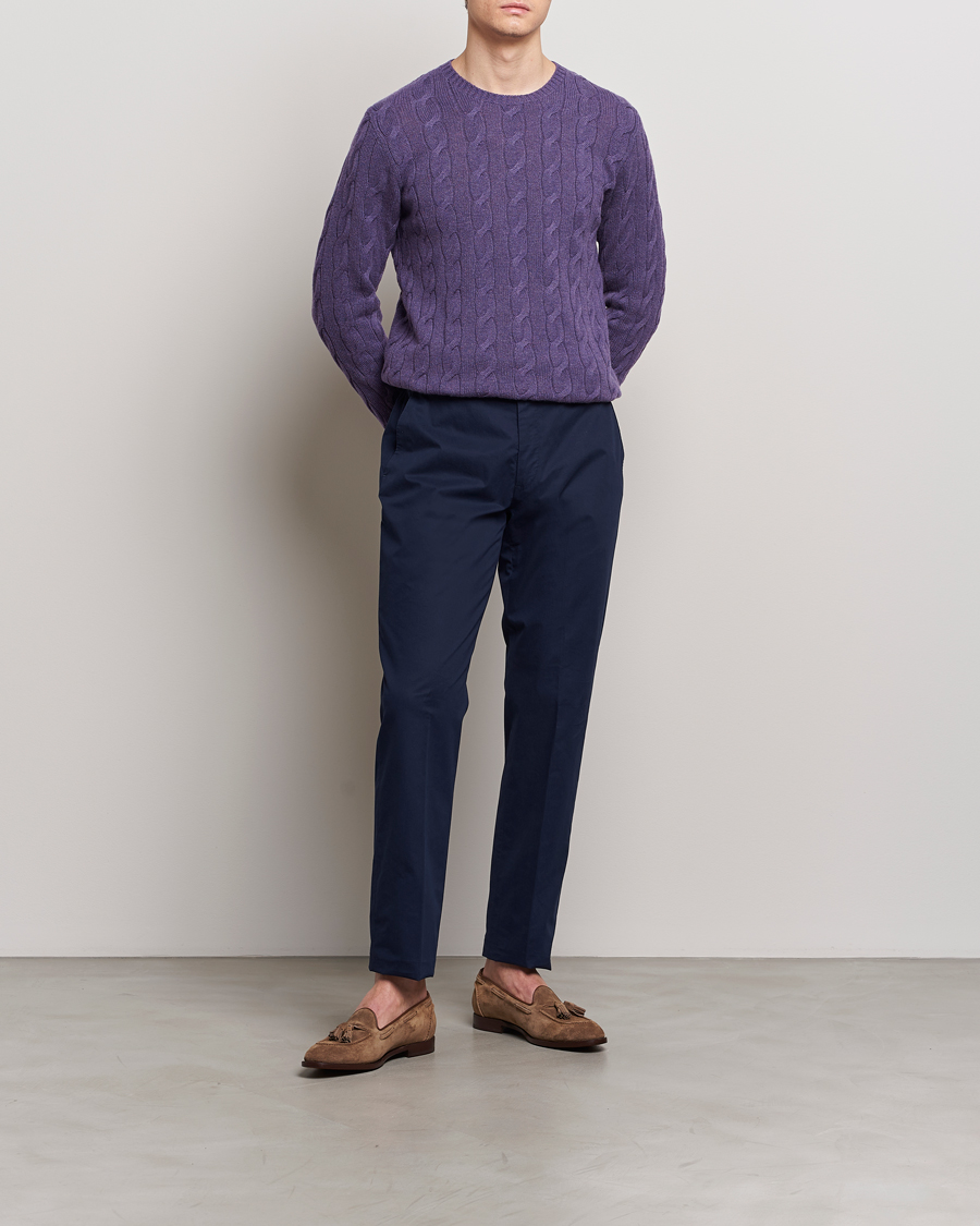 Herre | Bukser | Ralph Lauren Purple Label | Cotton Poplin Trousers Spring Navy