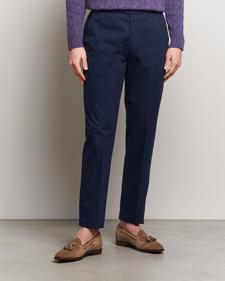 Herre | Nytt i butikken | Ralph Lauren Purple Label | Cotton Poplin Trousers Spring Navy