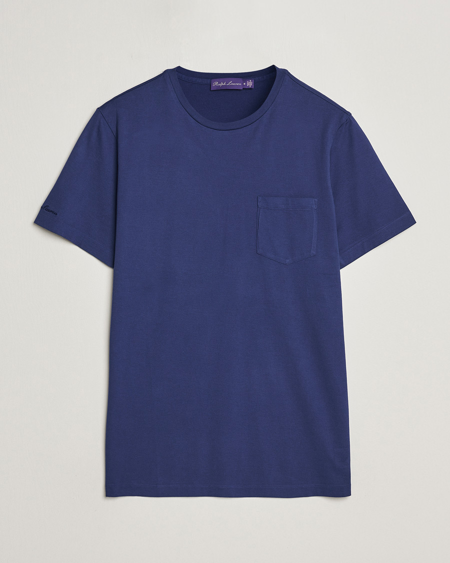Herre | T-Shirts | Ralph Lauren Purple Label | Garment Dyed Cotton T-Shirt Spring Navy